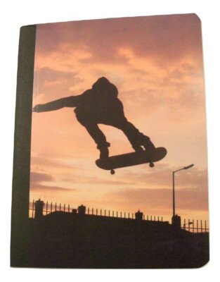 Sport Themed Composition Book, Sunset Skateboard Adventure (160 Page, Wide Rule)