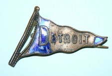 Scarce early 1900's DETROIT TIGERS blue enamel baseball pennant pin TY COBB