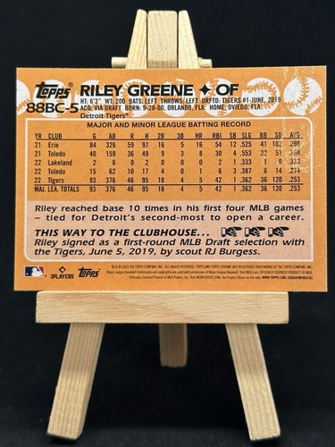 Riley Greene #88BC-5 2023 Topps Chrome 1988 Topps Detroit Tigers RC - Picture 2 of 2