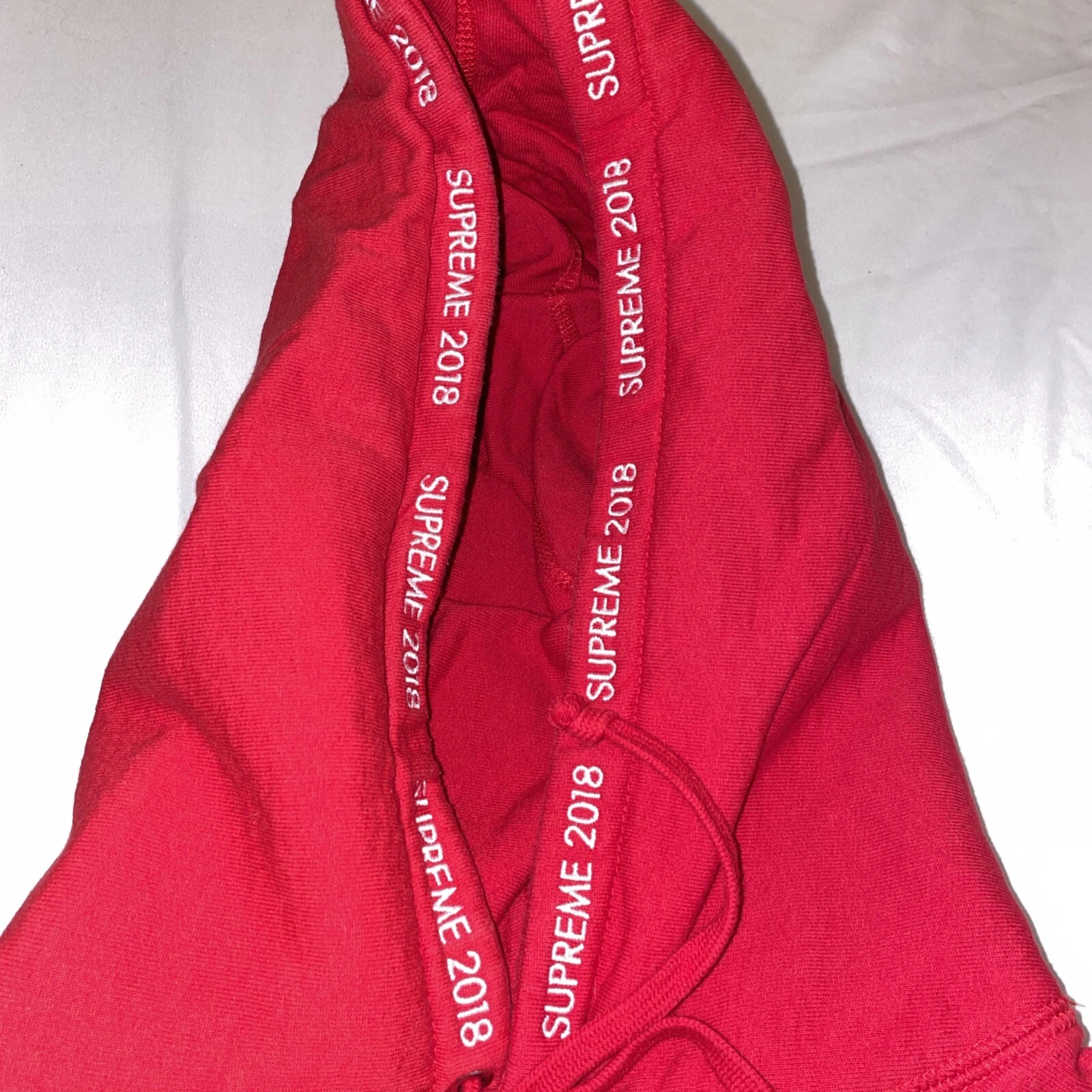 FELPA CON CAPPUCCIO RED SUPREME CHANNEL LARGE AUTENTICA SS18 2018 HOODIE INDOSSATA UNA VOLTA