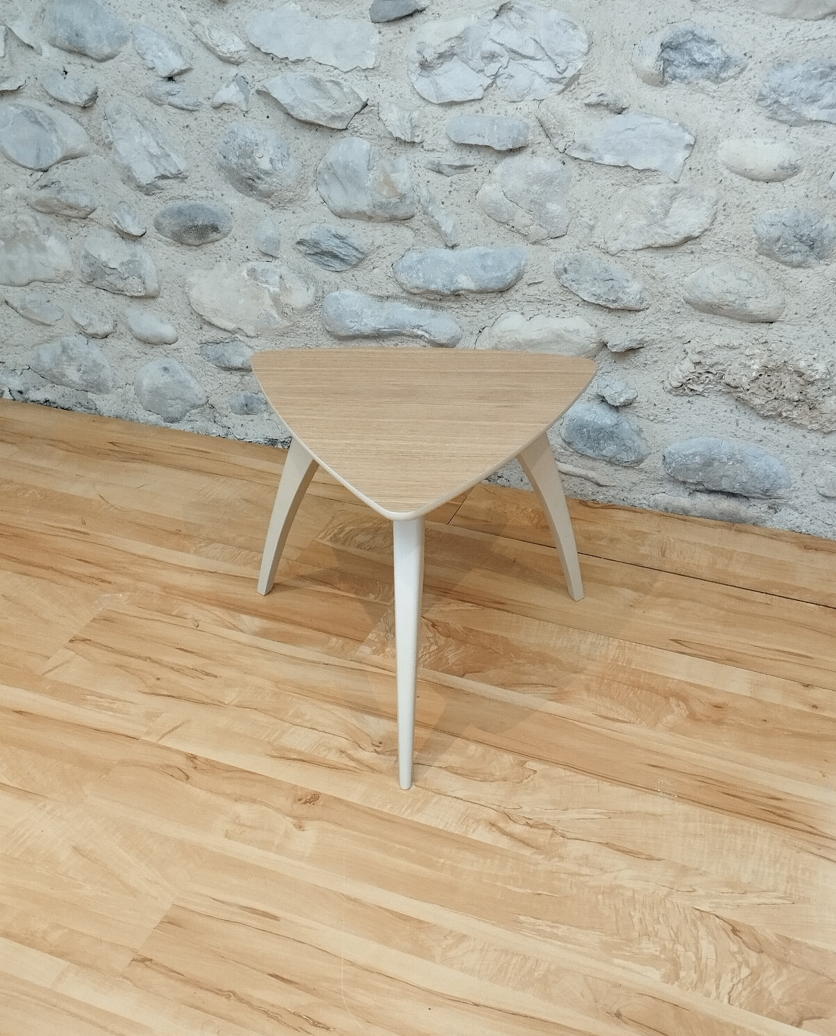 Table basse plaquée chêne beige meuble de salon en bois made in France