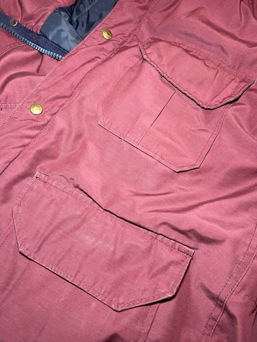 VINTAGE WOOLRICH Mens Jacket M Burgundy Full Zip Snap Pocket - Picture 12 of 16