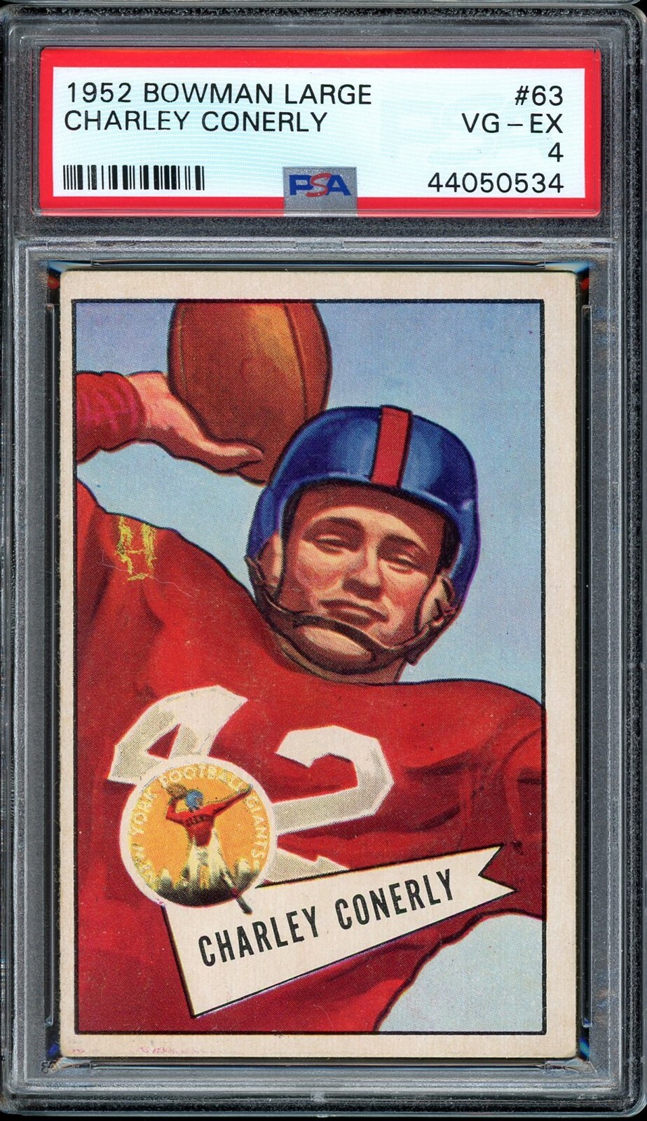 1952 Bowman Large Football #63 Charley Conerly PSA 4