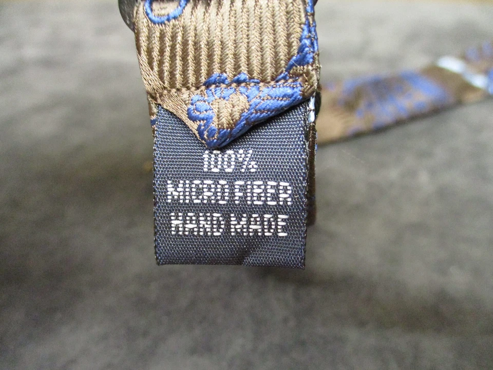 全新 Dan Smith 超细纤维棕色 带蓝色佩斯利领结 领结 — 第 2/2 张图片