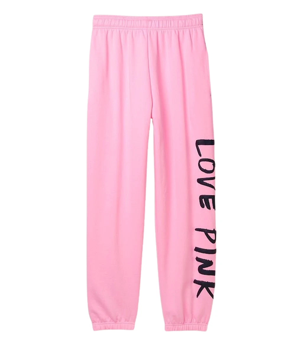 PINK VICTORIA'S SECRET FLEECE BAGGY CAMPUS SWEATPANTS PANTS size L