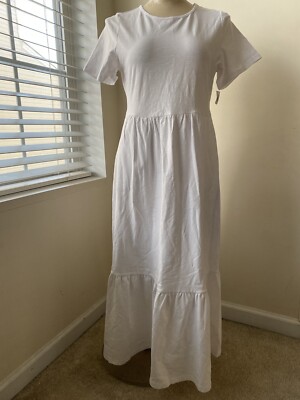 old navy white shirt dress NWT old Navy Women’s LARGE TALL White shirt Sleeve Tiered Dress