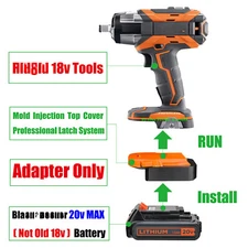 Adapter for Black and Decker 20v MAX Battery To Power for RIDGID & AEG 18v Tools