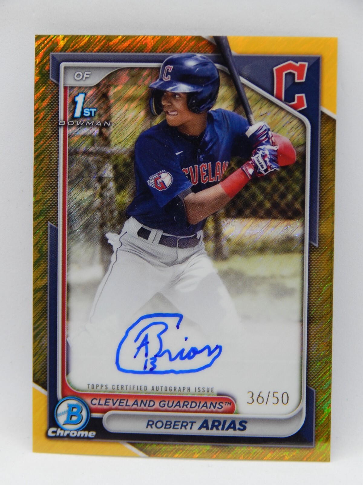 2024 Bowman Chrome Baseball 1st Gold Shimmer Refractor Auto /50 - ROBERT ARIAS
