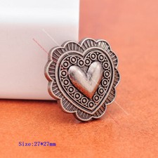 10X Antique Silver Flower Love Heart Carved DIY Leathercraft Belt Saddle Concho