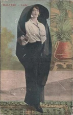 Postcard Maltese Lady Traditional Dress Malta 