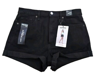 Super High Rise Roll Cuff Black Shorts, Size 9/29 Waist Simple Society 