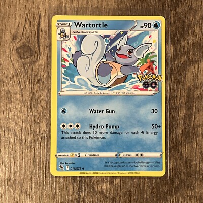 Wartortle 016/078 Uncommon Pokemon GO Card - NM Near Mint | eBay