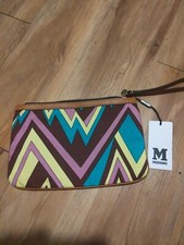 M Missoni Garnet Pouch Wristlet With Leather Trim