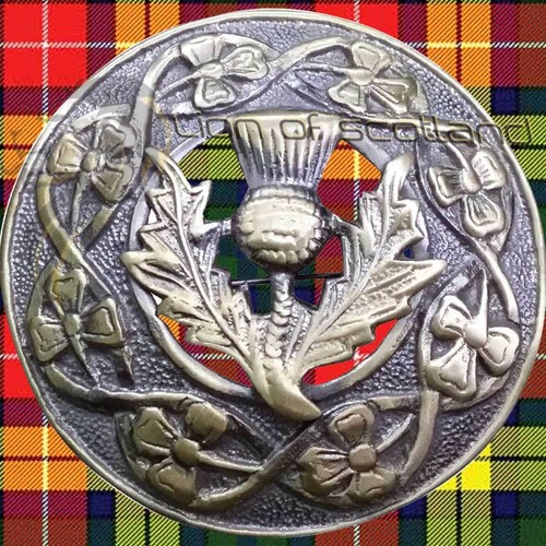 Scottish Kilt Pin Brooch Antique Polish Highland Celtic Fly Plaid Brooches 3" - Picture 2 of 9