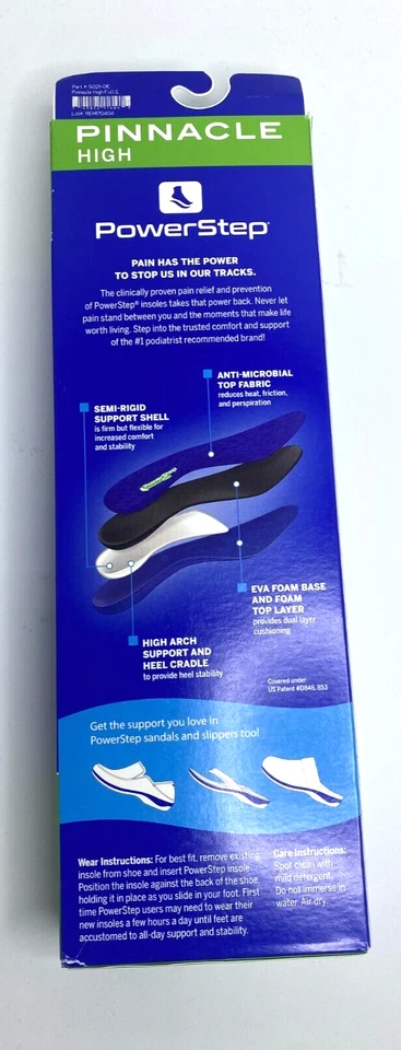 Plantilla ortopédica de longitud completa Powerstep arco talón soporte PINNACLE HIGH - E Foto 4 de 4