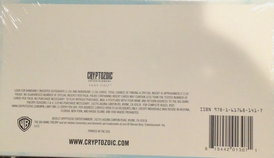 2012 CRYPTOZOIC BIG BANG THEORY SEASON 3 & 4 TRADING CARD SEALED BOX - Image 2 of 3