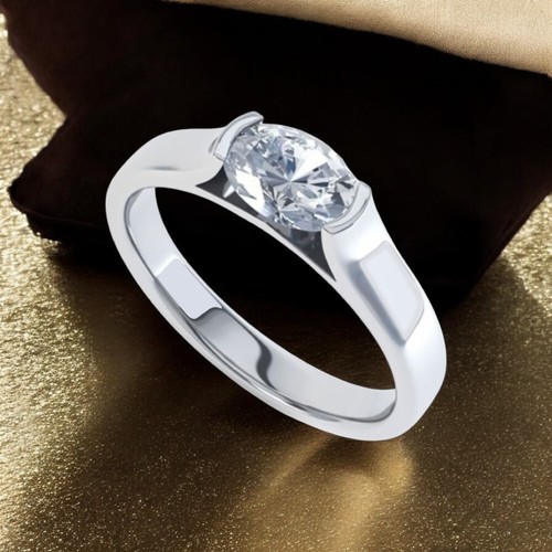 Bague De Fiançailles Ovale En Or Blanc 14k - Diamant Cultivé 2,50 Ct - Certifiée GIA/IGI - Taille 6