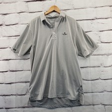 STRAIGHT DOWN Shirt Mens Medium Short Sleeve Polo Performance Striped