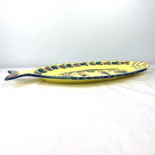 Vintage HB Henriot Quimper France 24.5" Fish Serving Platter Plate Yellow - Picture 8 of 11