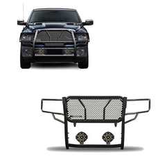Black Horse RU-DORA09-B-PLB Rugged HD Grille Guard w/7.0" Black LED for Ram 1500