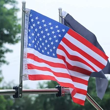 2X Stainless Steel 14" Boat Flag Pole Holder fit 7/8" -1" Rail Mount with Flags