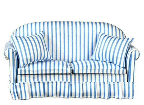 Casa Delle Bambole Moderno Blu e Bianco a Strisce Divano Mobili Soggiorno
