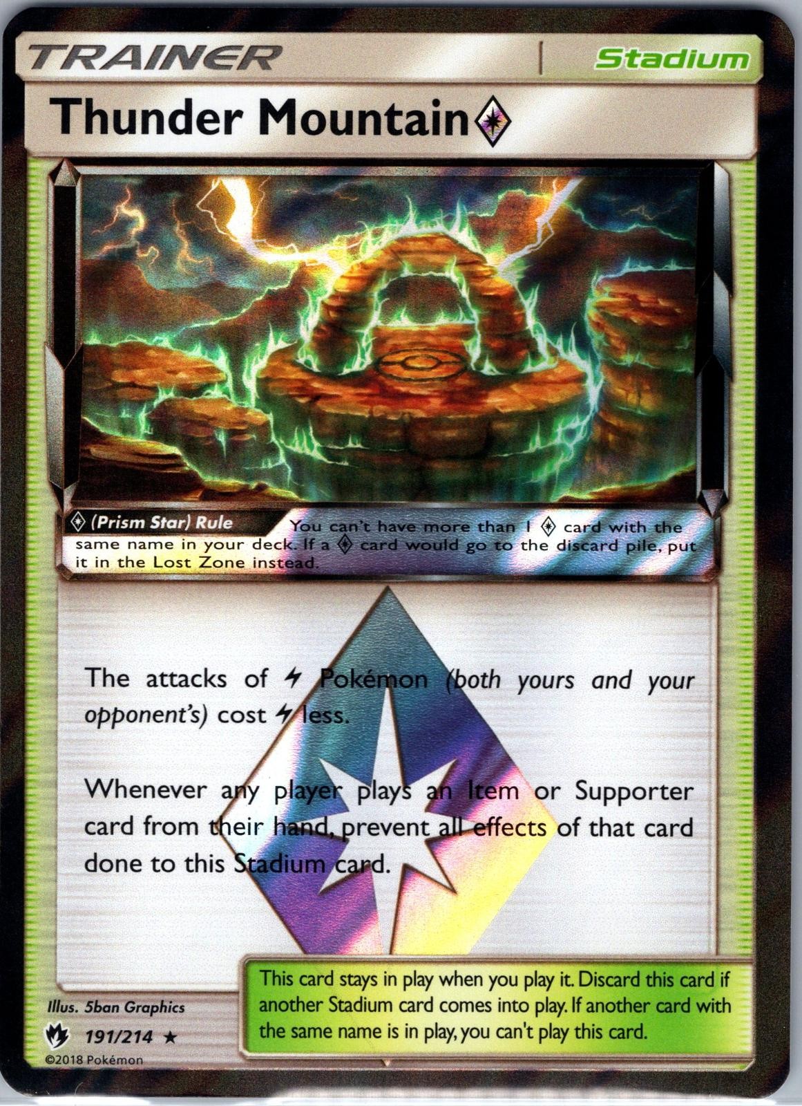 Thunder Mountain ◇ 191/214 Prism Star Rare Lost Thunder Pokemon Holo Near Mint