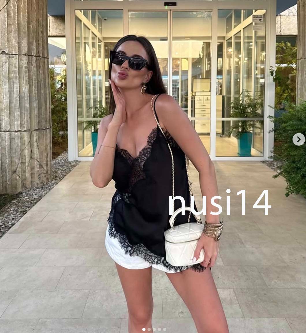 ZARA NEW WOMAN STRAPPY ASYMMETRIC ZW COLL. LACE CAMISOLE TOP BLACK