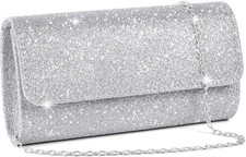 Evening Bag Clutch Purses, Rhinestones Purse Silver Sparkling Wedding Party Purs
