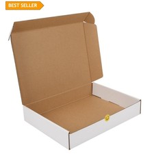 Elegant 12x9x2 White Corrugated Cardboard Box for Safe Shipping, Set of 1