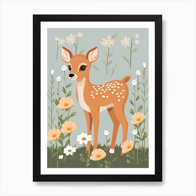 Baby Tier Illustration Hirsch 7 Ar gerahmtes Wandbild Poster Leinwanddruck Bild