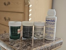 Lot Of 3 New Comotion Embossing Powders .6 oz - Silver, Green  Glitter Plus Ink