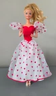 Vintage 1983 Loving You Barbie w/heart outfit. Skirt, top, ring, heels & pantie.