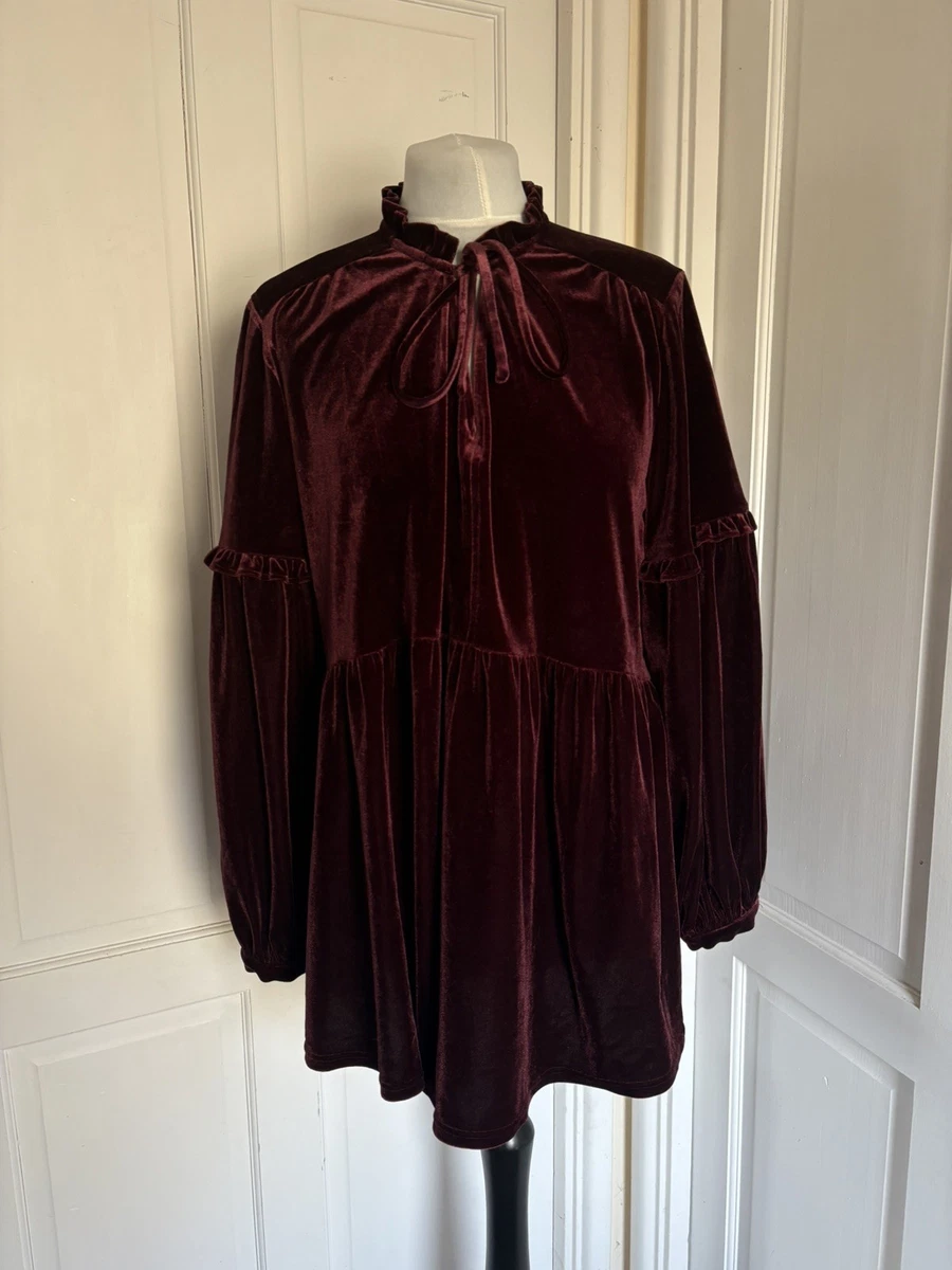 Tunique Femme Fat Face Rouge Canneberge - Taille UK 6, Manches Longues, Coton/Modal