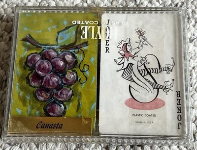 Double Deck Sealed Hoyle Canasta Plastic Coated  Playing Cards  w/Plastic Case