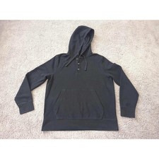 Banana Republic Eco Hoodie Mens L Black Button Pullover Long Sleeve Sweatshirt