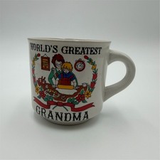 Papel Vintage Coffee Mug World's Greatest Grandma White Hand Decorated Cup