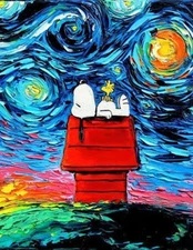 Snoopy Starry Night Parody Poster