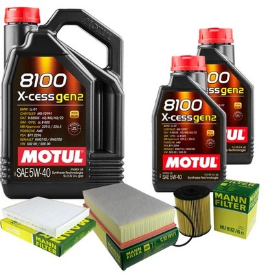 MANN Inspektionspaket 7L MOTUL 8100 X-CESS 5W-40 für VW Multivan V 3.2 V6