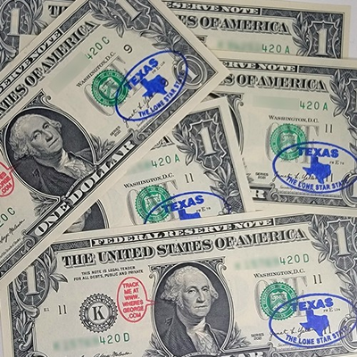 #ad Where#x27;s George with Texas Stamp Fancy Serial Number Registered 1 Dollar Bill $4.95