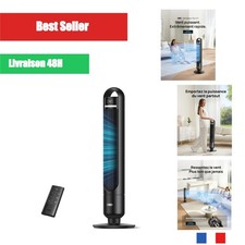 Ventilateur Colonne DREO Silencieux 28 dB sans Lame, Oscillant 90°, 4 Vitesses,
