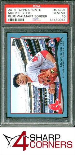 2014 TOPPS UPDATE #US301 MOOKIE BETTS RC BLUE WALMART BORDER PSA 10