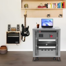 12U Network Stereo Rack, Rolling Server Rack Open Cabinet with Caster Wheels