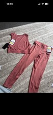 Nike Women’s Pink 2-Piece Legging Set Size S Sports Bra & Leggings Stretch