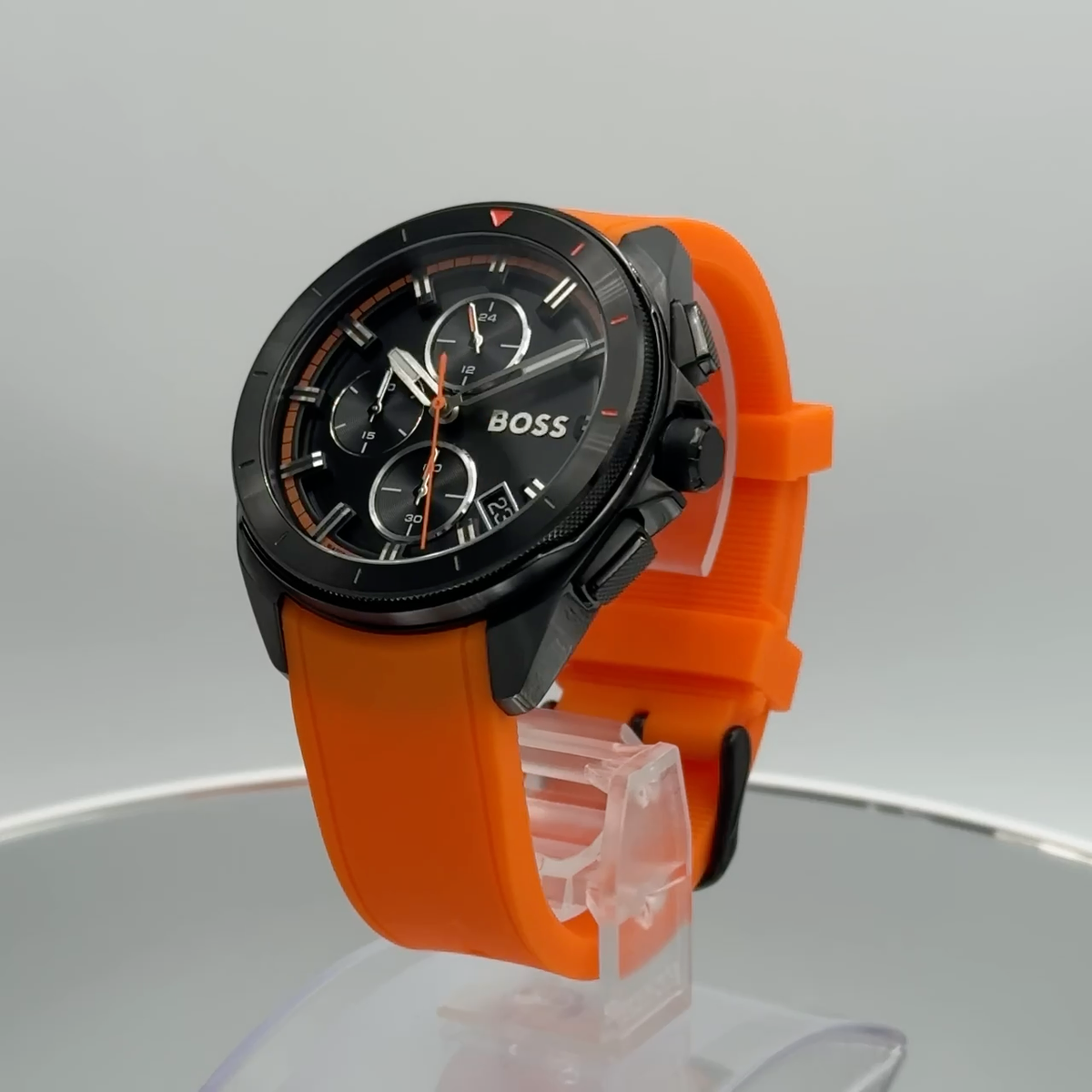 HUGO BOSS Volane Analog Black Dial Orange Strap Men's Watch