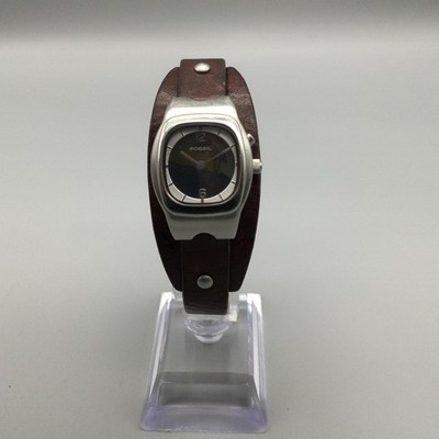 Fossil Big Tic Womens Watch 23mm Tropical Dial Leather Silver Tone