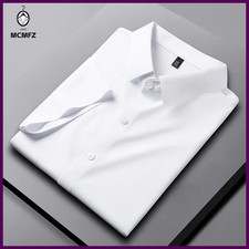 Men's Business Casual Short Sleeve Solid Color Wrinkle Resistant Shirt