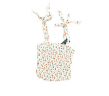 Abercrombie Fitch Women XS Smocked Tie-Strap Tank Top White Orange Floral NEW