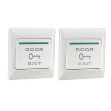 2Pcs Push to Exit Button Release NO/COM Switch Door Panel 86mmx86mm White