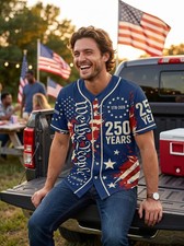 Hot!! USA 250th Anniversary Baseball Jersey, We The People Eagle Graphic Jersey